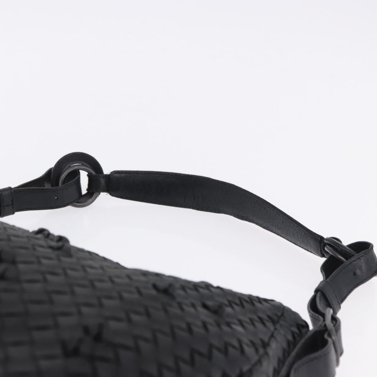 BOTTEGA VENETA INTRECCIATO Shoulder Bag Leather Black Gold 125263 Auth 200439V