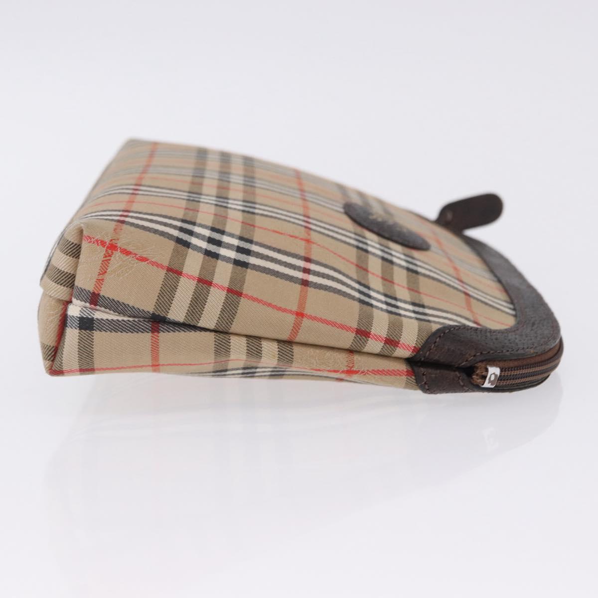 Burberrys Nova Check Pouch Canvas Beige Auth 200446A