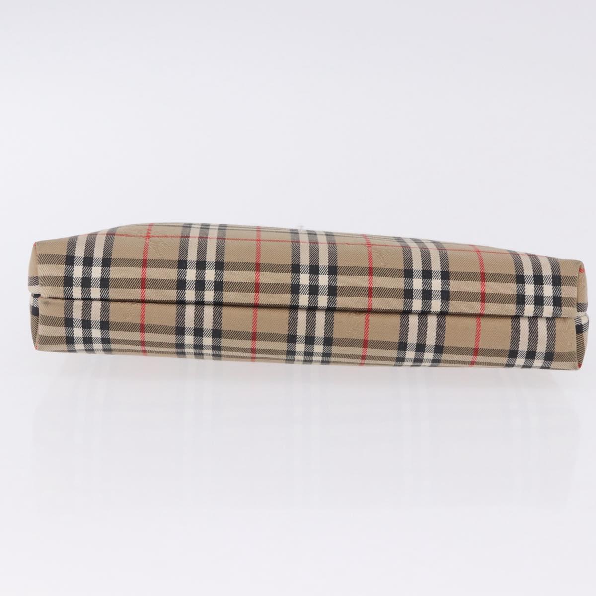 Burberrys Nova Check Pouch Canvas Beige Auth 200446A