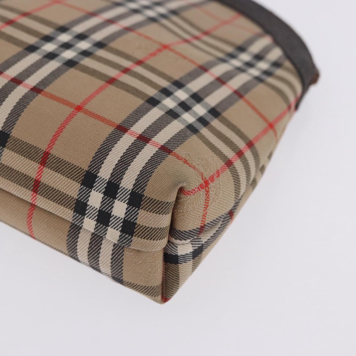 Burberrys Nova Check Pouch Canvas Beige Auth 200446A