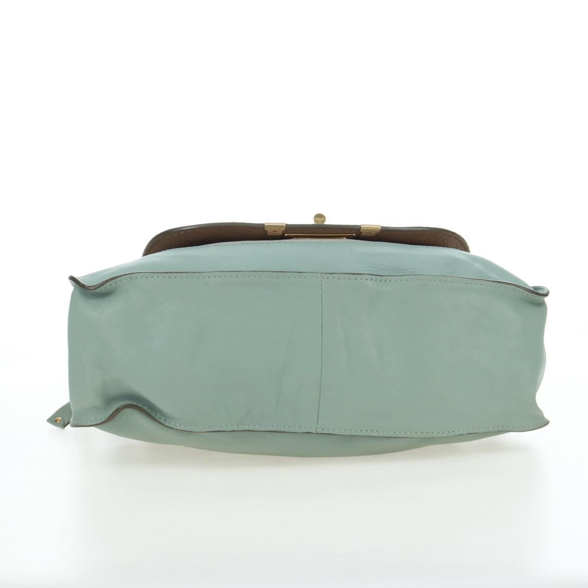 Chloe Marcie Hand Bag Leather 2way Green Gold Auth 200450V
