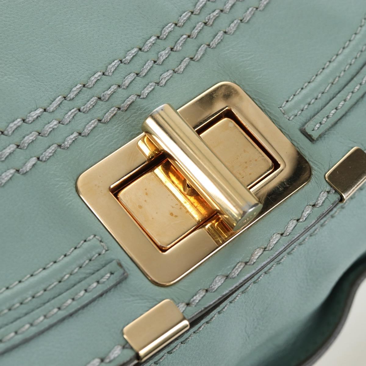 Chloe Marcie Hand Bag Leather 2way Green Gold Auth 200450V