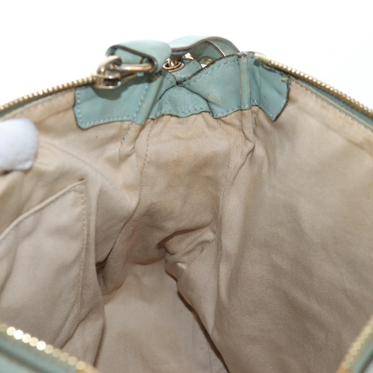 Chloe Marcie Hand Bag Leather 2way Green Gold Auth 200450V