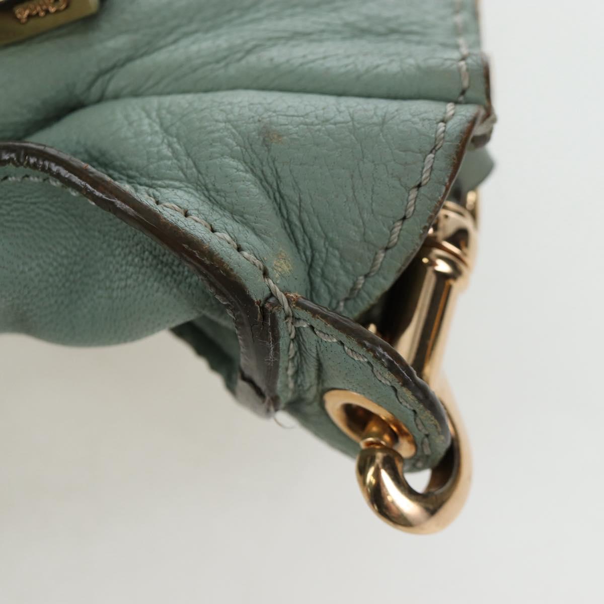 Chloe Marcie Hand Bag Leather 2way Green Gold Auth 200450V