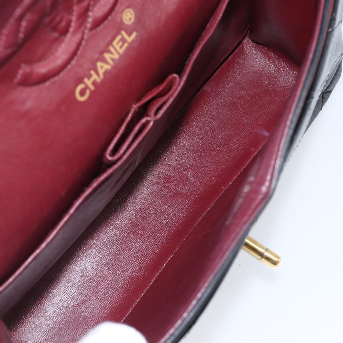 CHANEL Chain Matelasse 23 Shoulder Bag Lamb Skin Black Gold CC Auth 200454SAM