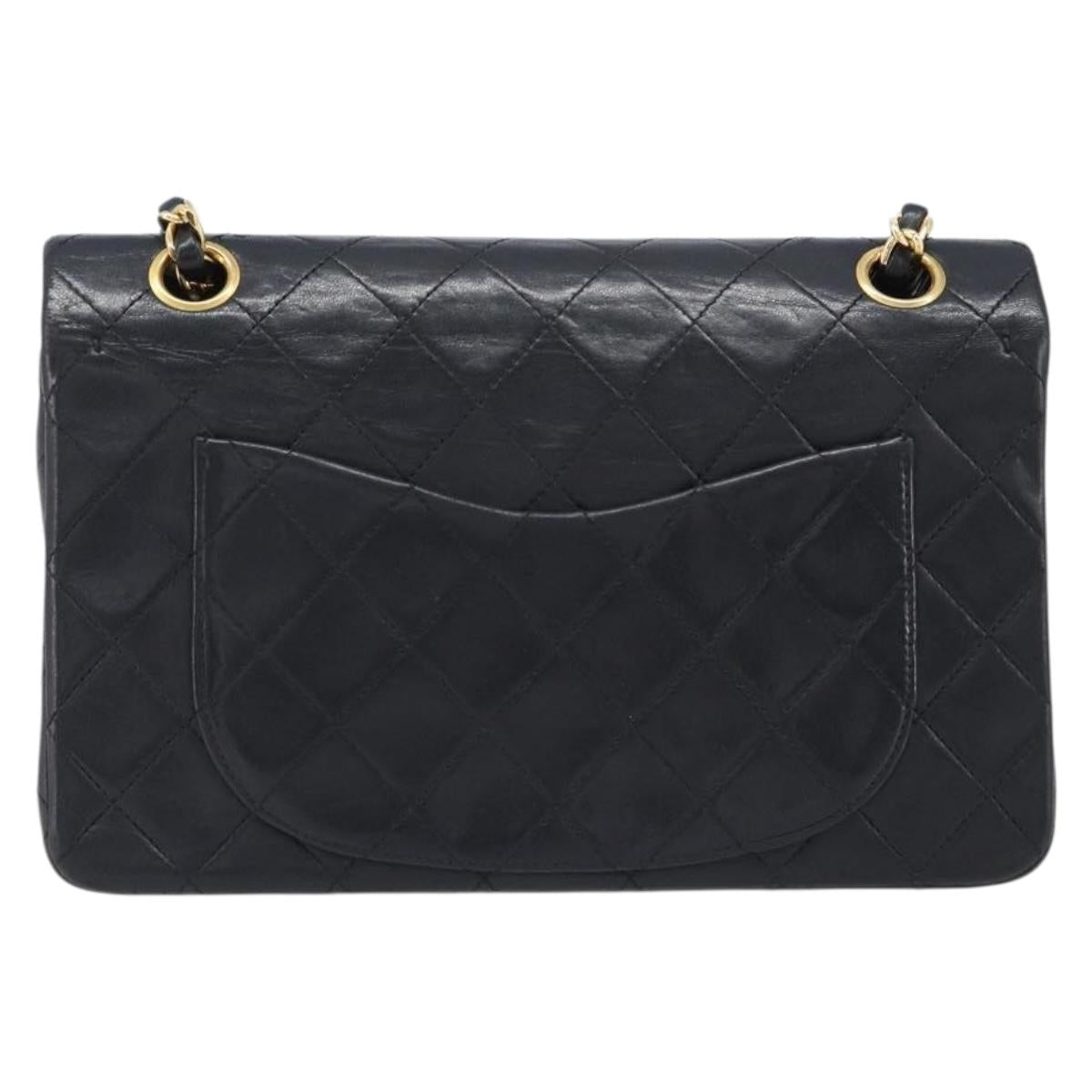 CHANEL Chain Matelasse 23 Shoulder Bag Lamb Skin Black Gold CC Auth 200454SAM