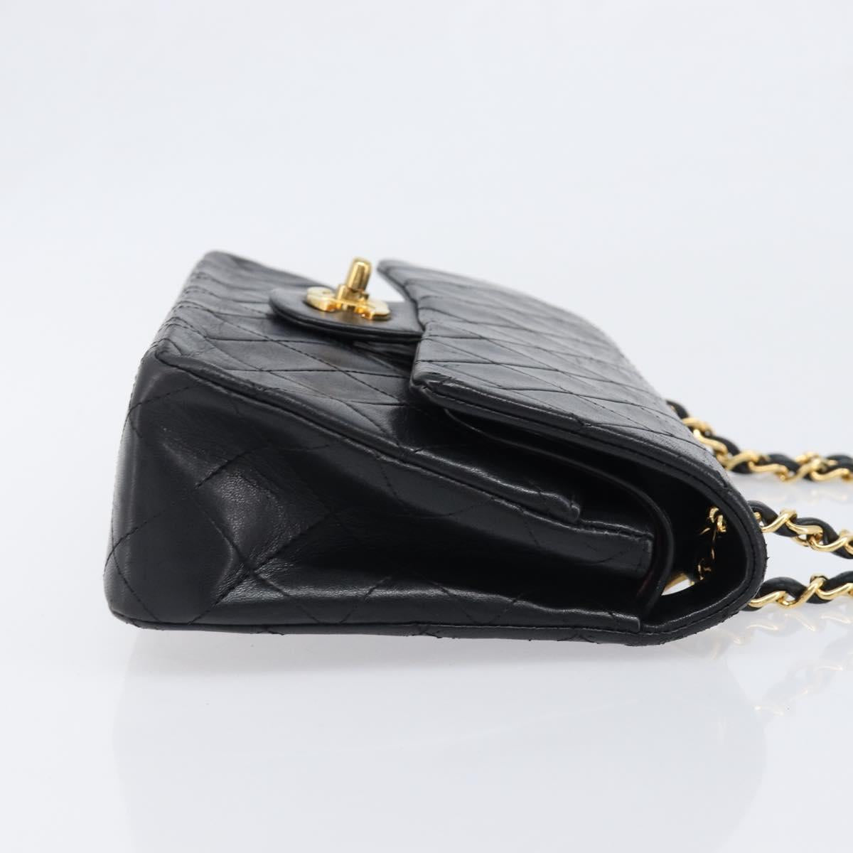 CHANEL Chain Matelasse 23 Shoulder Bag Lamb Skin Black Gold CC Auth 200454SAM