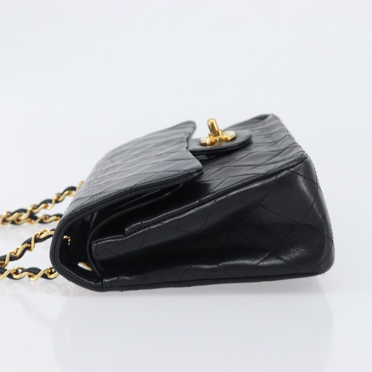 CHANEL Chain Matelasse 23 Shoulder Bag Lamb Skin Black Gold CC Auth 200454SAM