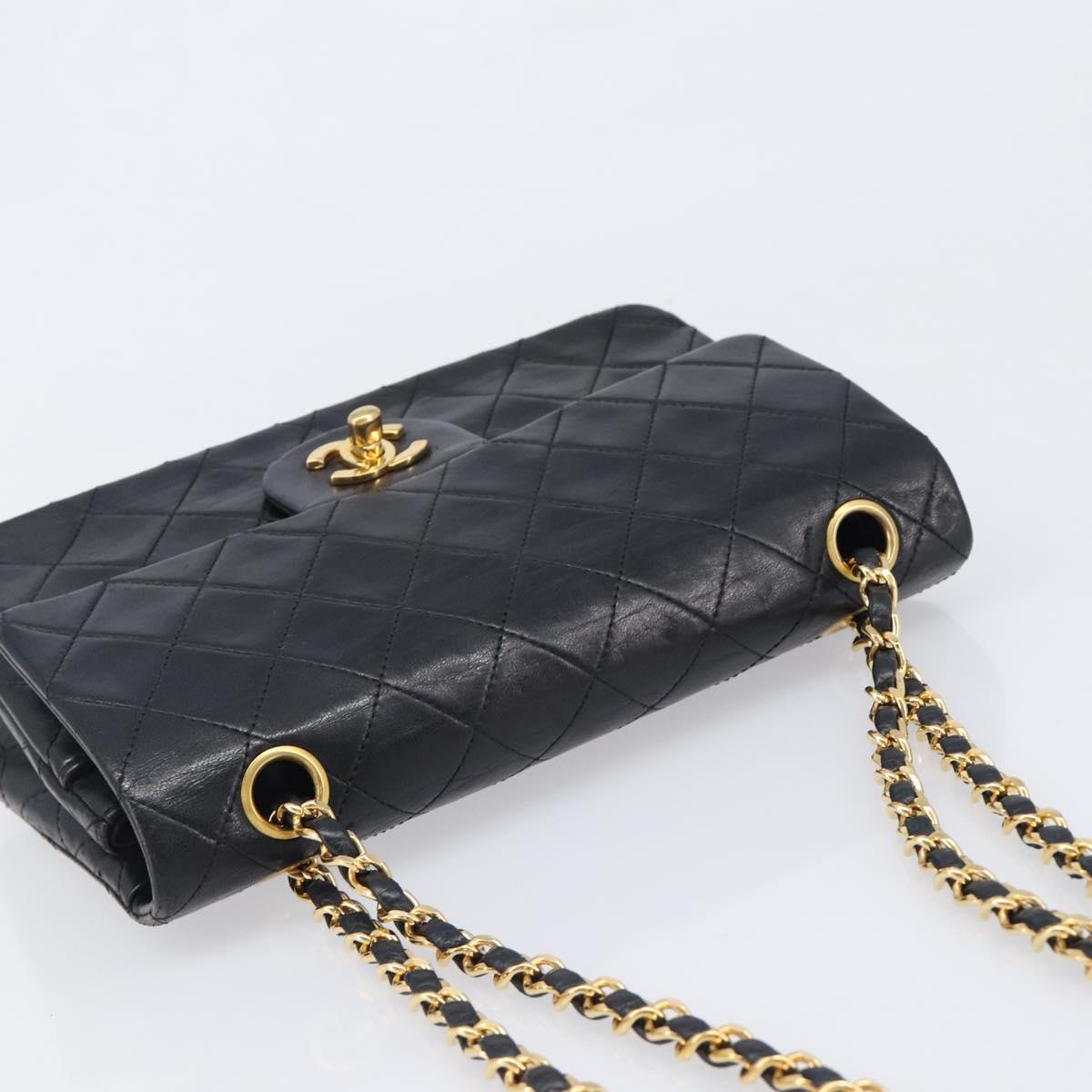 CHANEL Chain Matelasse 23 Shoulder Bag Lamb Skin Black Gold CC Auth 200454SAM