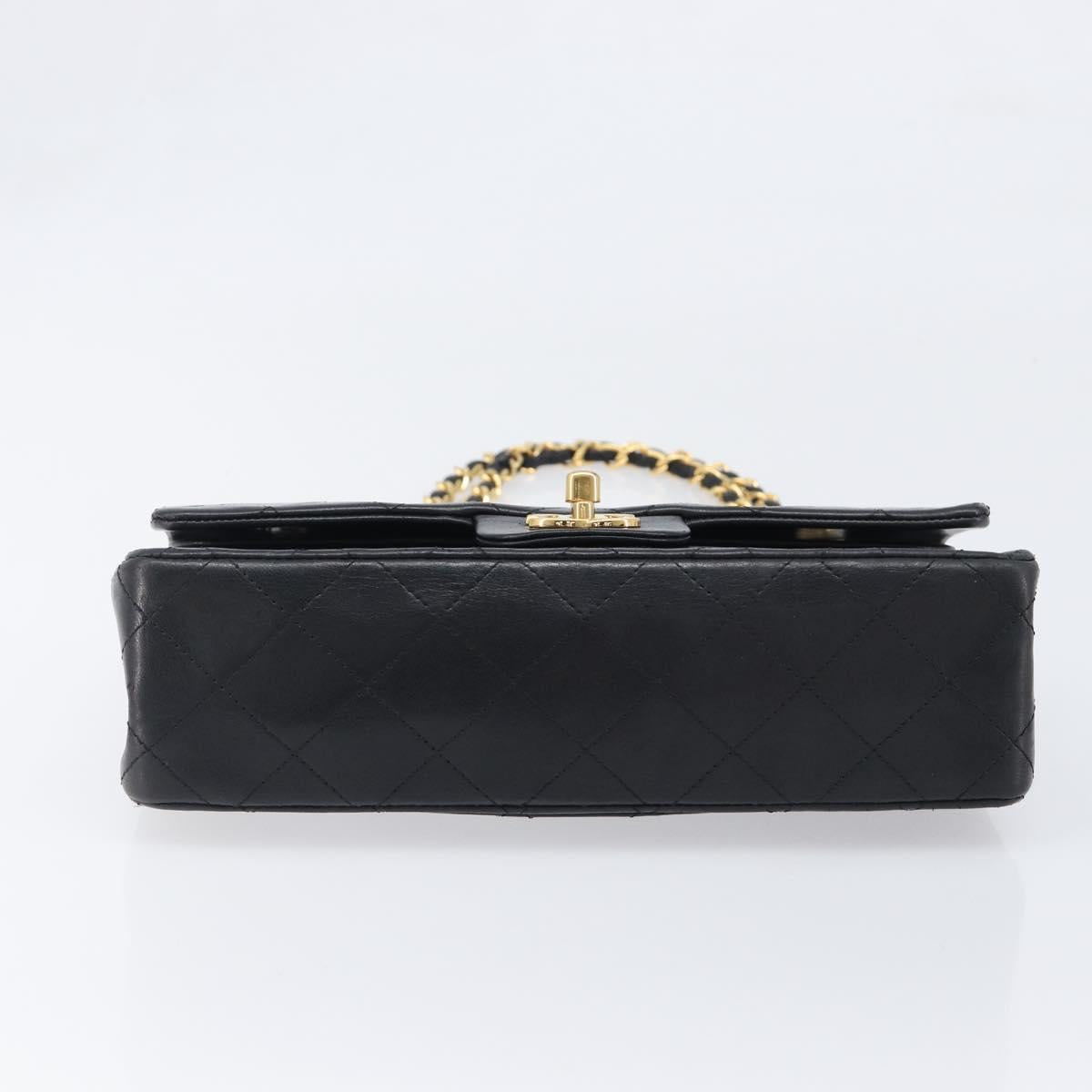 CHANEL Chain Matelasse 23 Shoulder Bag Lamb Skin Black Gold CC Auth 200454SAM