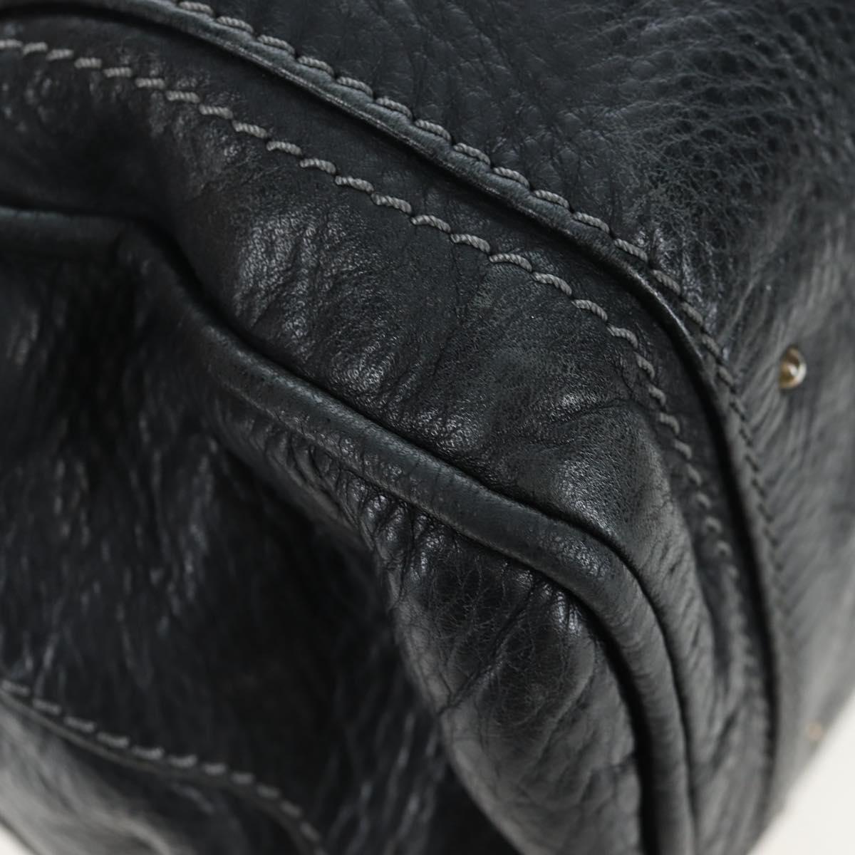 Chloe Paddington Hand Bag Leather Black Gold Silver Auth 200455V