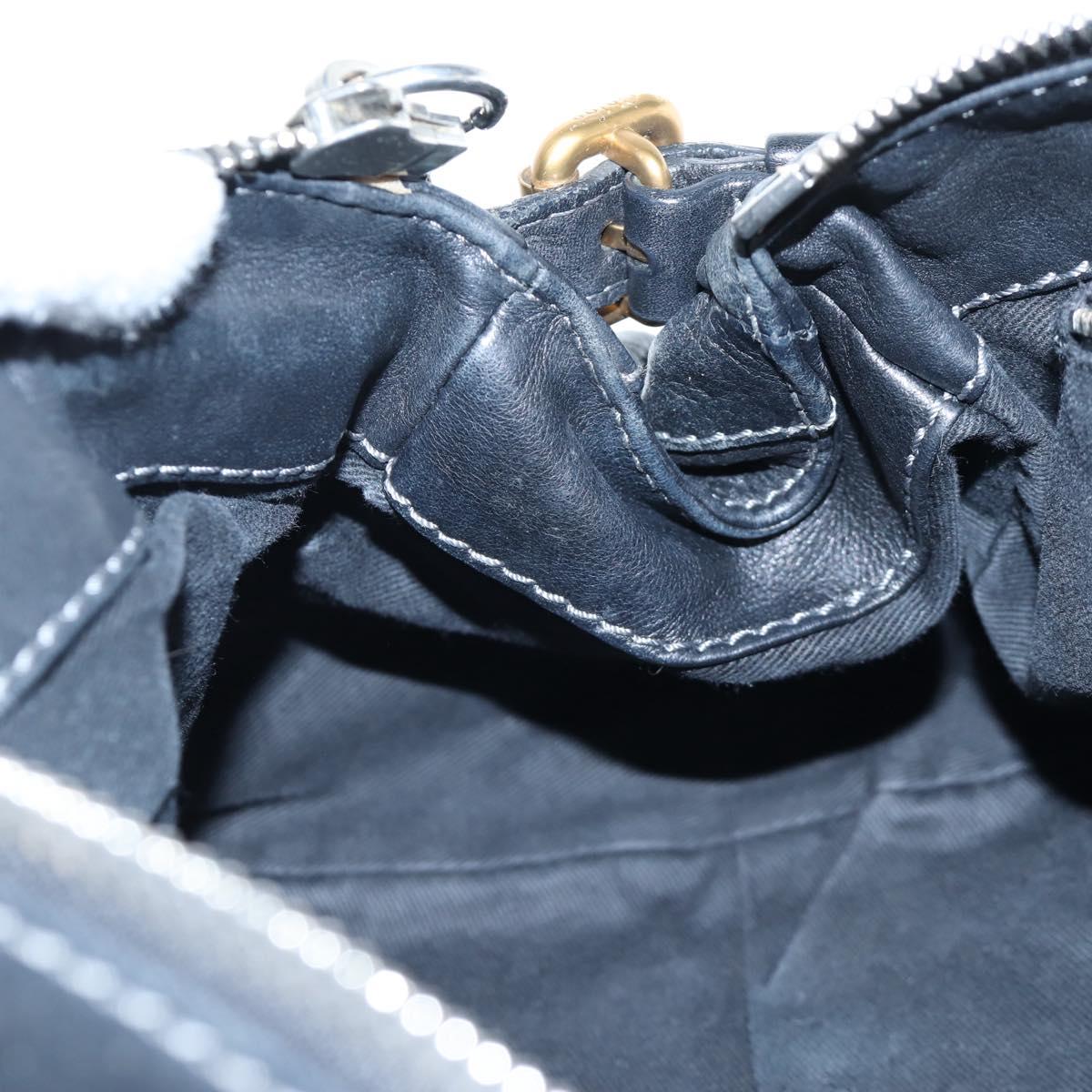 Chloe Paddington Hand Bag Leather Black Gold Silver Auth 200455V