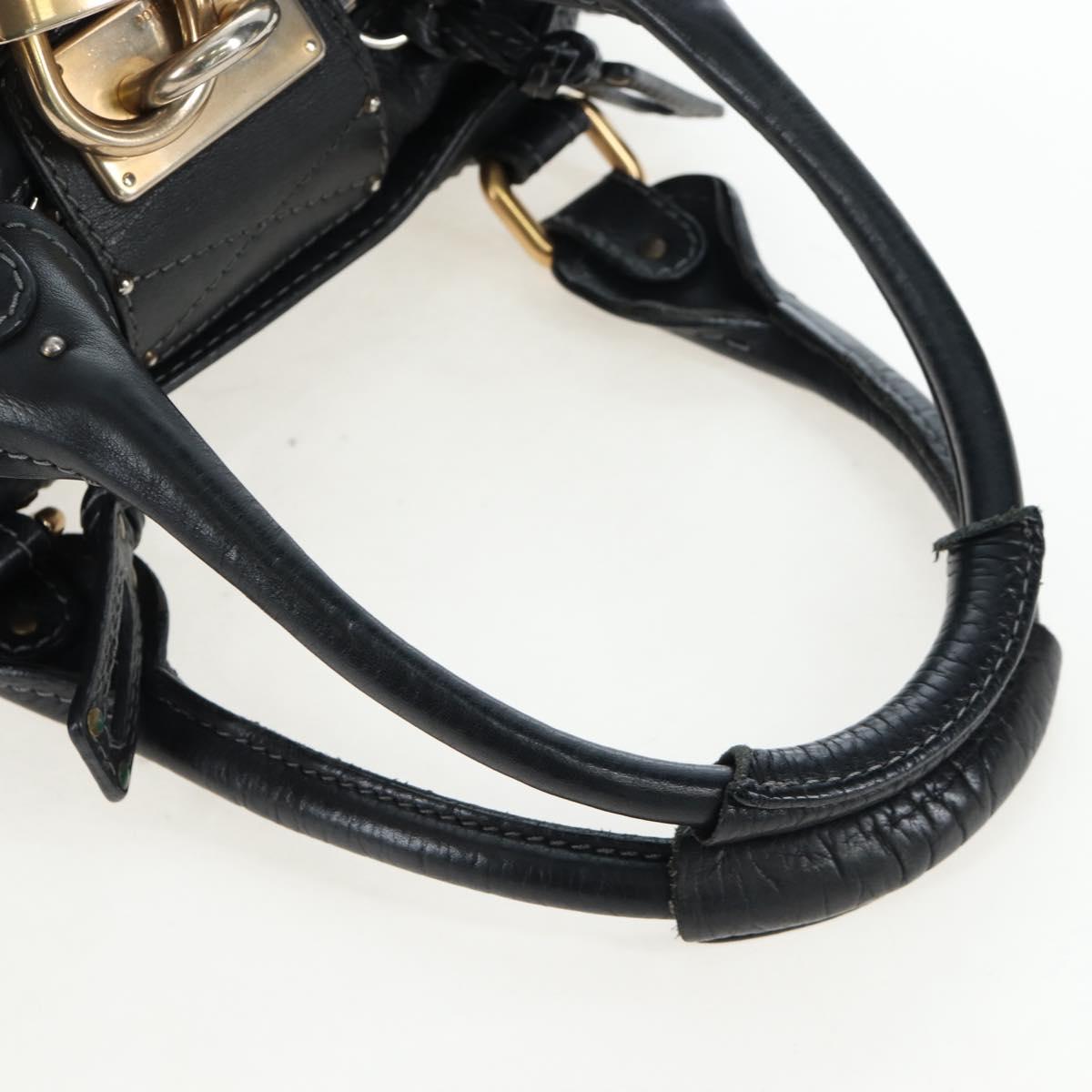 Chloe Paddington Hand Bag Leather Black Gold Silver Auth 200455V