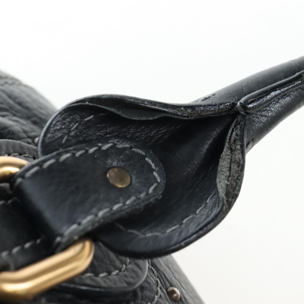 Chloe Paddington Hand Bag Leather Black Gold Silver Auth 200455V