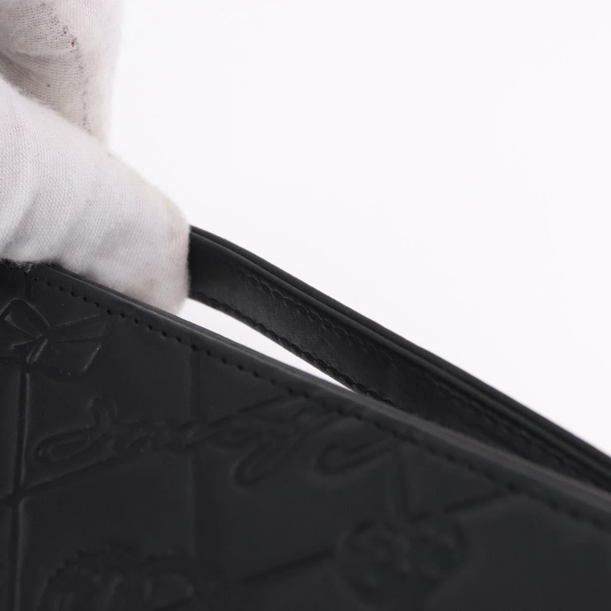 CHANEL Icon iPad Case Leather Black Gold CC Auth 200467