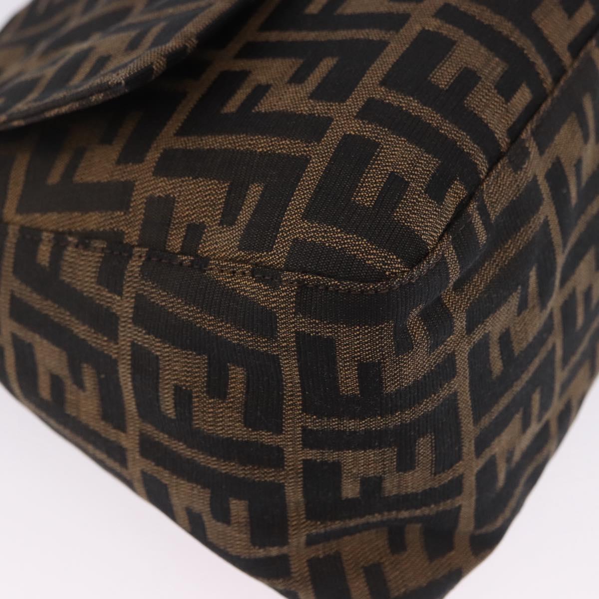 FENDI Zucca Canvas Mamma Baguette Shoulder Bag Brown Black Auth 200470V