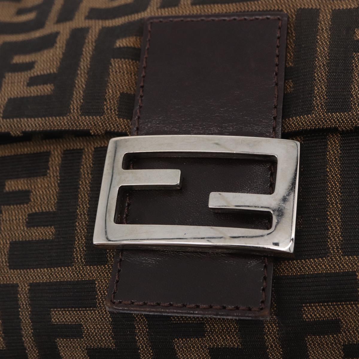 FENDI Zucca Canvas Mamma Baguette Shoulder Bag Brown Black Auth 200470V