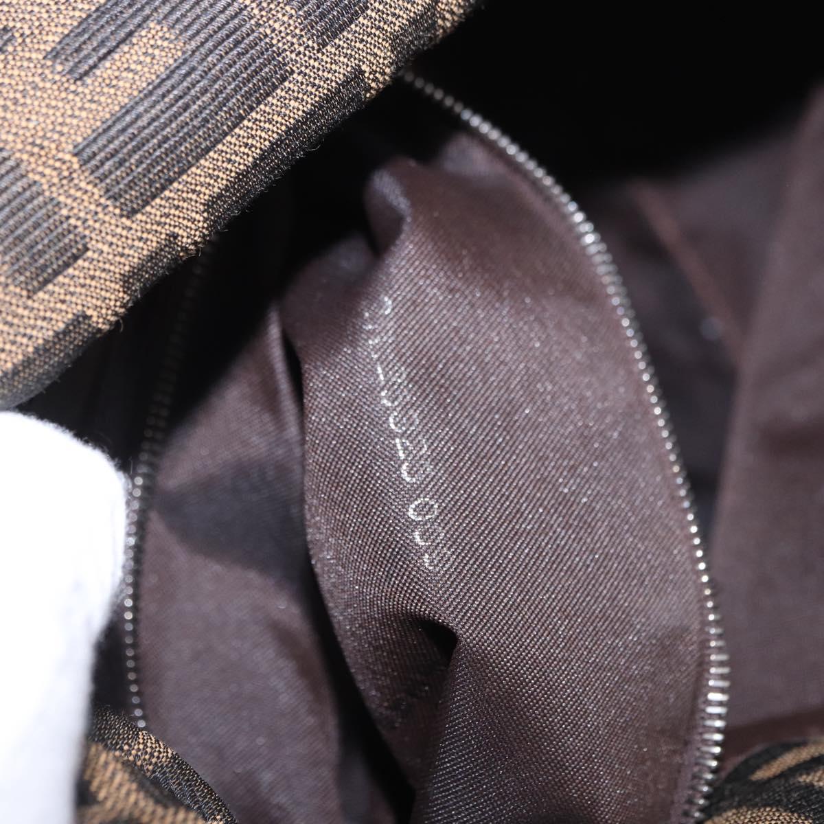 FENDI Zucca Canvas Mamma Baguette Shoulder Bag Brown Black Auth 200470V