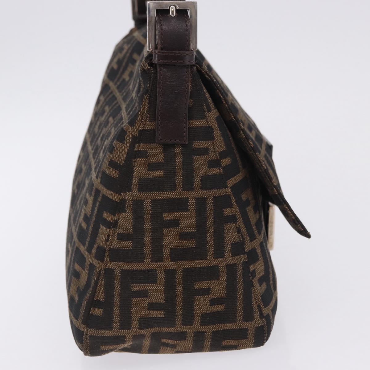 FENDI Zucca Canvas Mamma Baguette Shoulder Bag Brown Black Auth 200470V