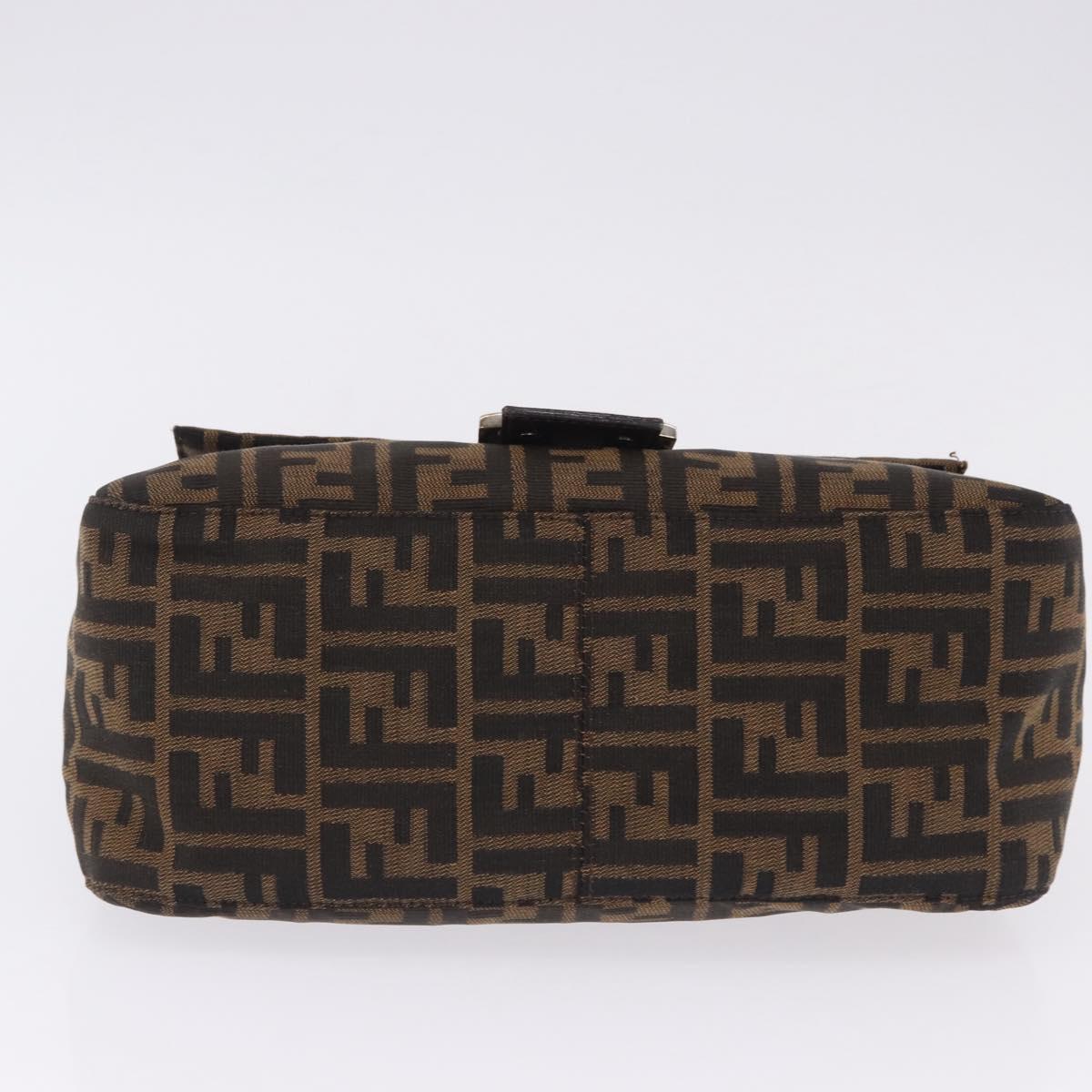 FENDI Zucca Canvas Mamma Baguette Shoulder Bag Brown Black Auth 200470V
