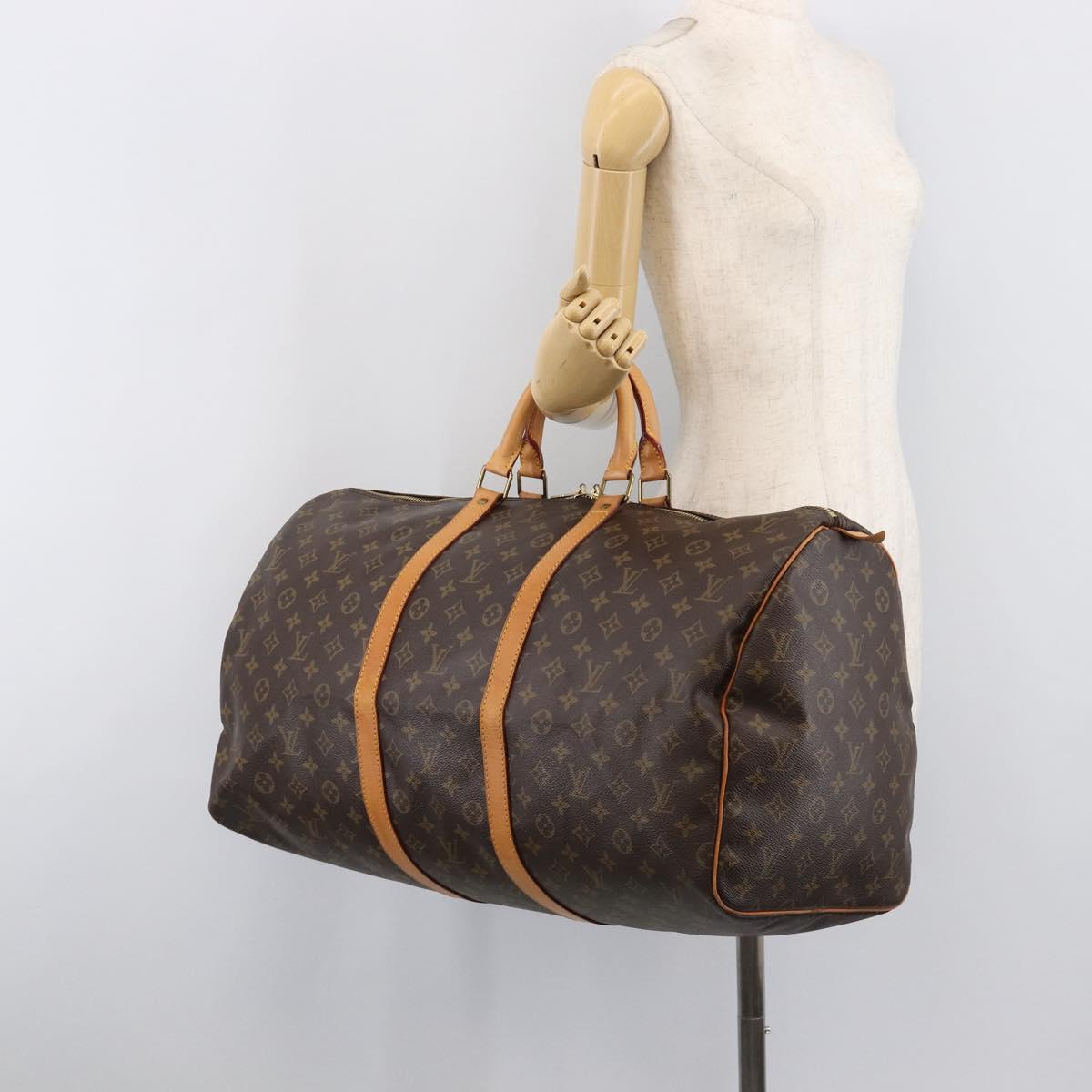 LOUIS VUITTON Monogram Keepall 55 Boston Bag M41424 LV Auth 200476V