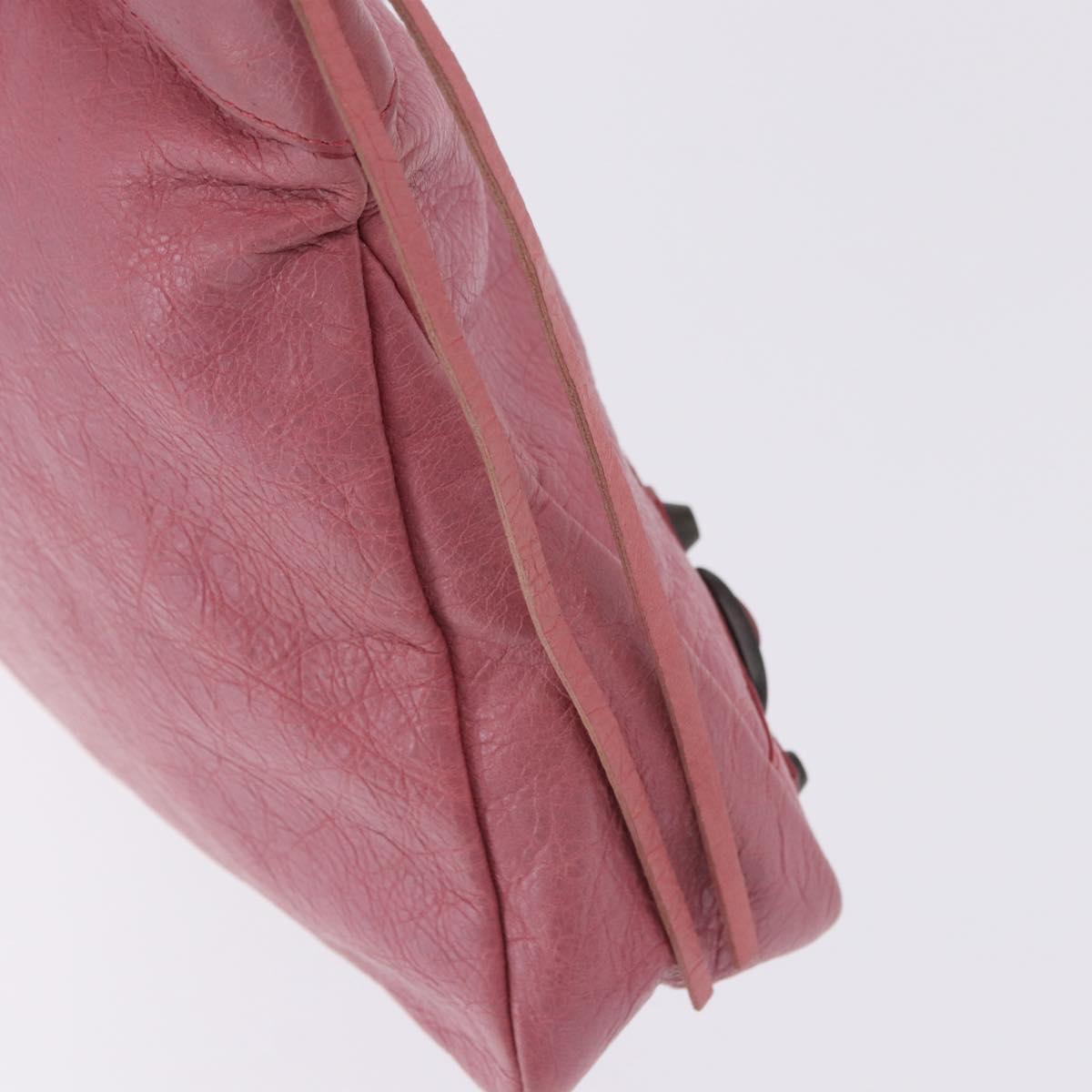 BALENCIAGA Clutch Bag Leather Pink Auth 200479M