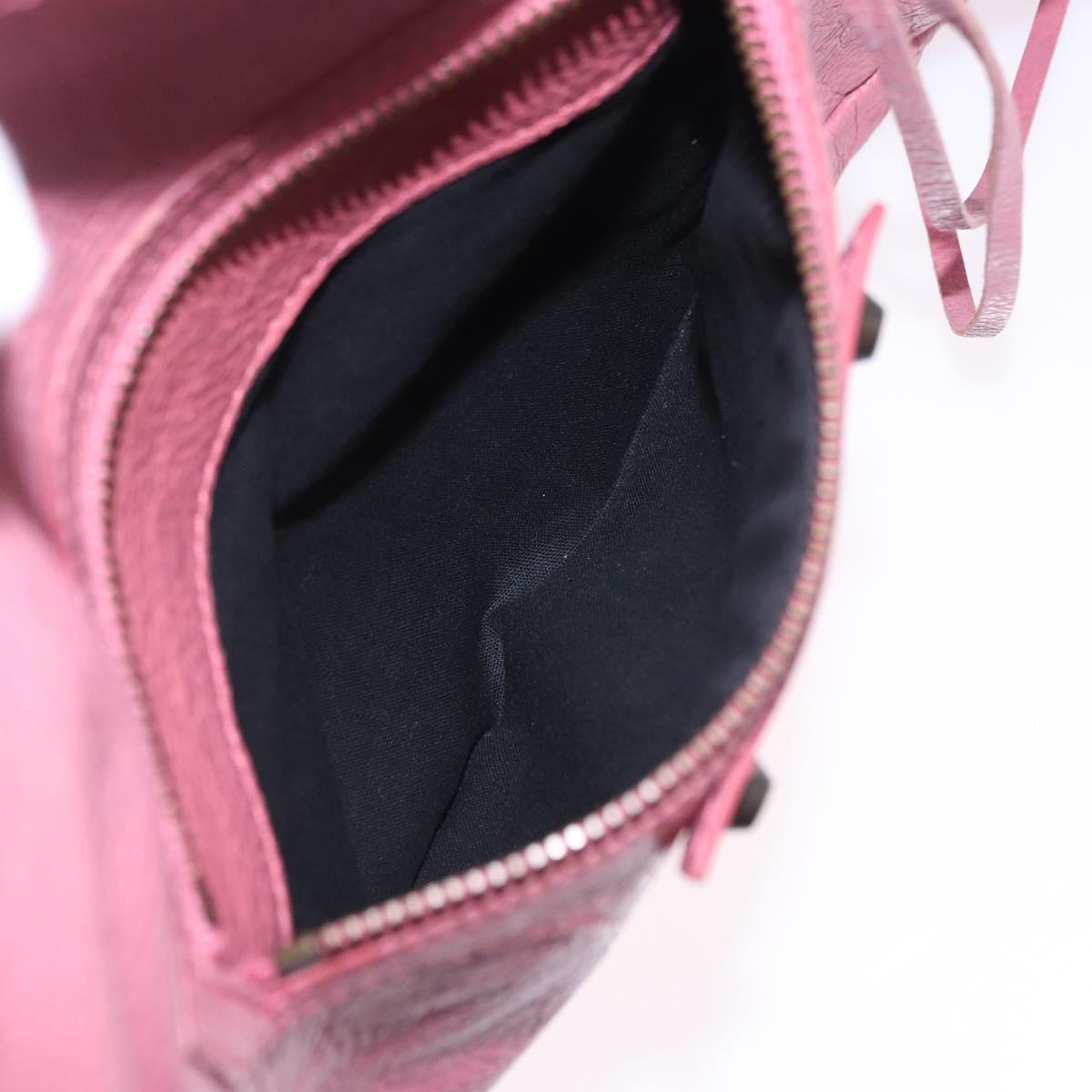 BALENCIAGA Clutch Bag Leather Pink Auth 200479M