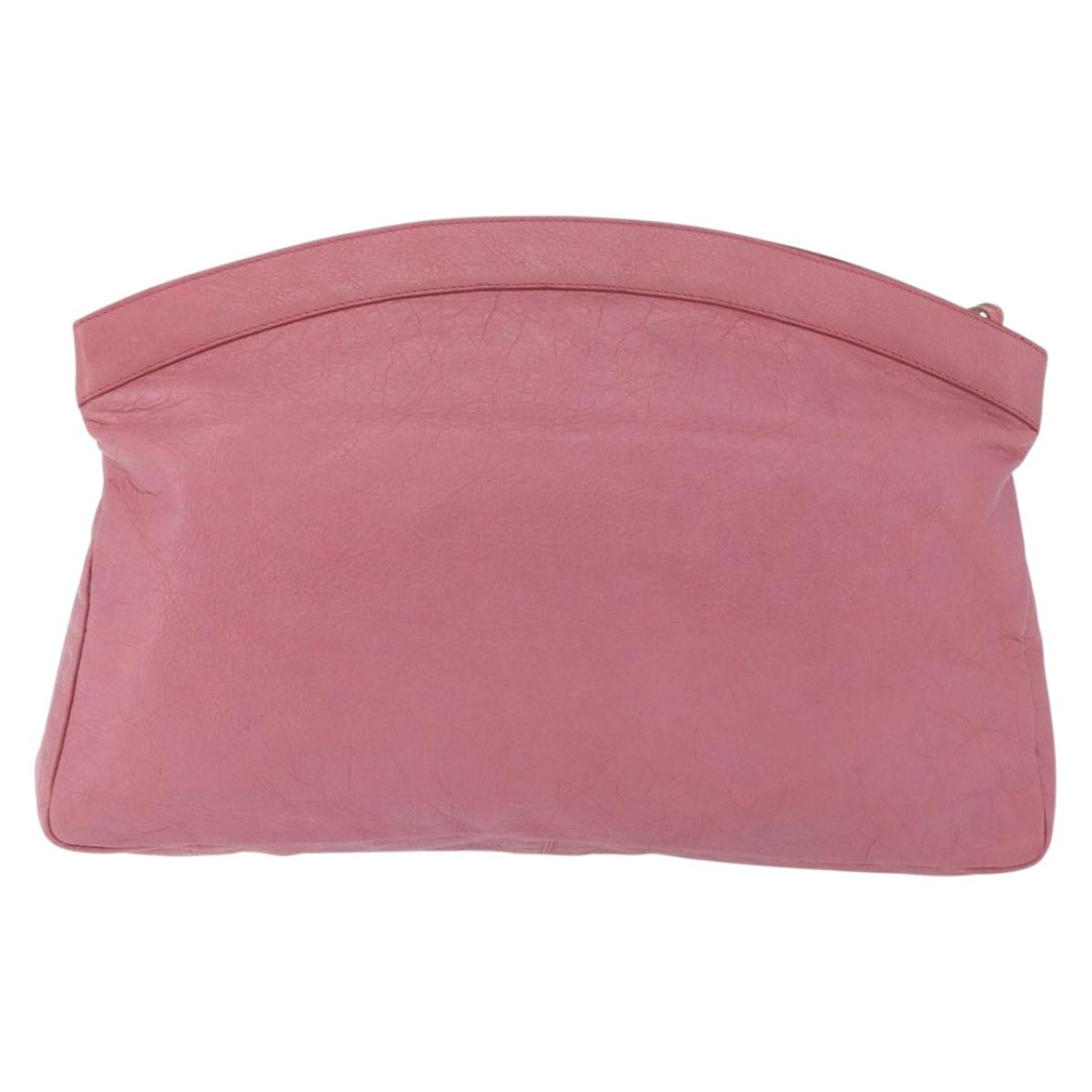 BALENCIAGA Clutch Bag Leather Pink Auth 200479M