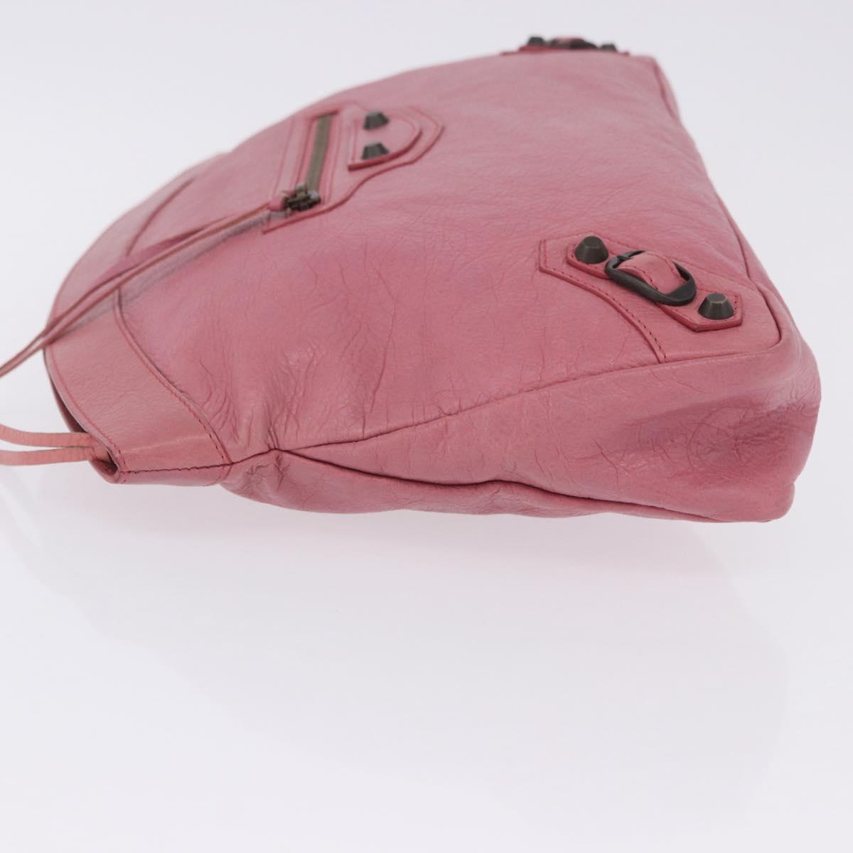 BALENCIAGA Clutch Bag Leather Pink Auth 200479M