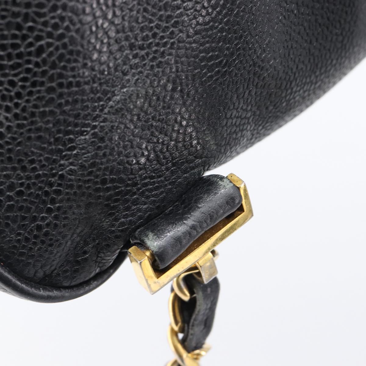 CHANEL Matelasse Backpack Caviar Skin Black Gold CC Auth 200481V
