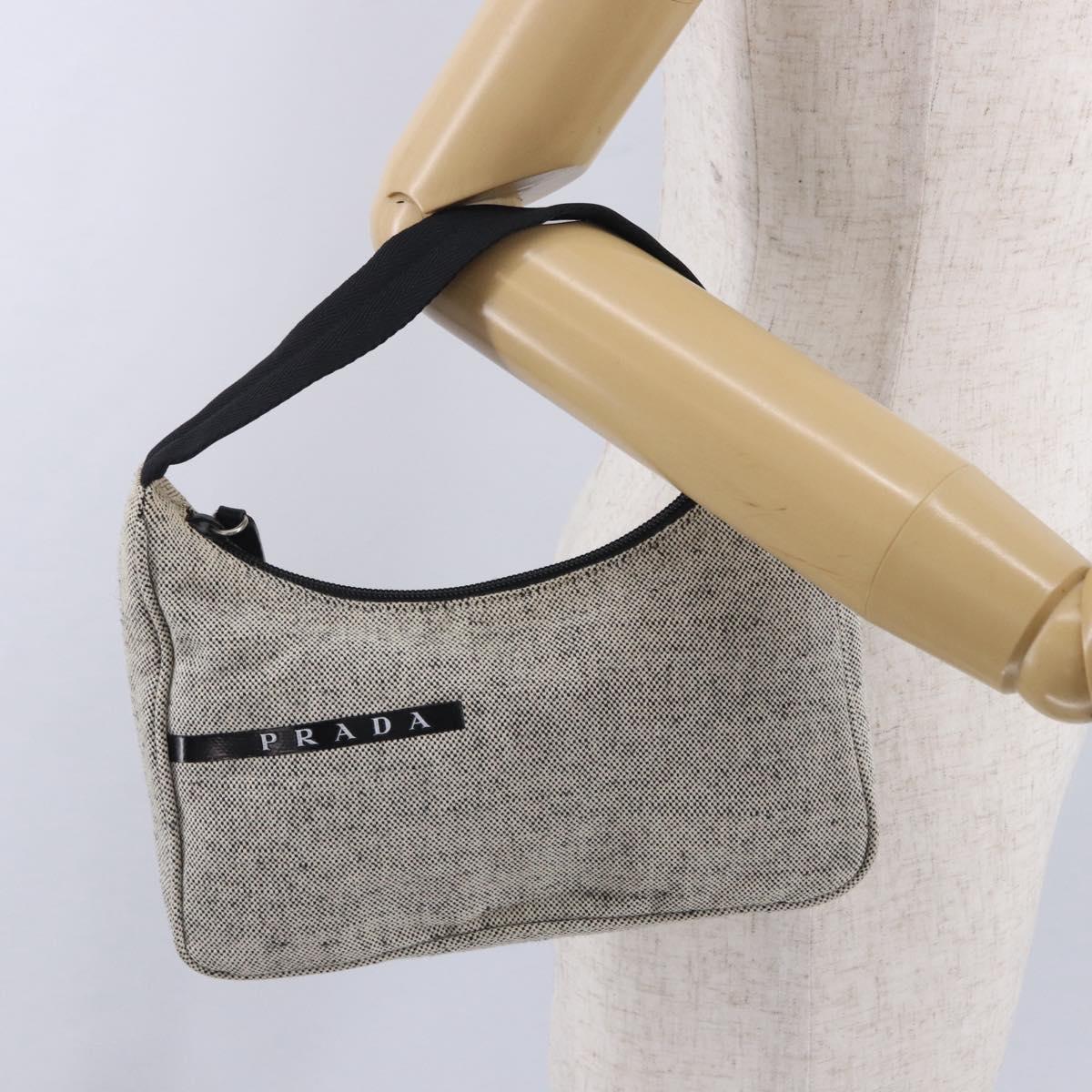 PRADA Hand Pouch Hand Bag Canvas Gray Auth 200483A