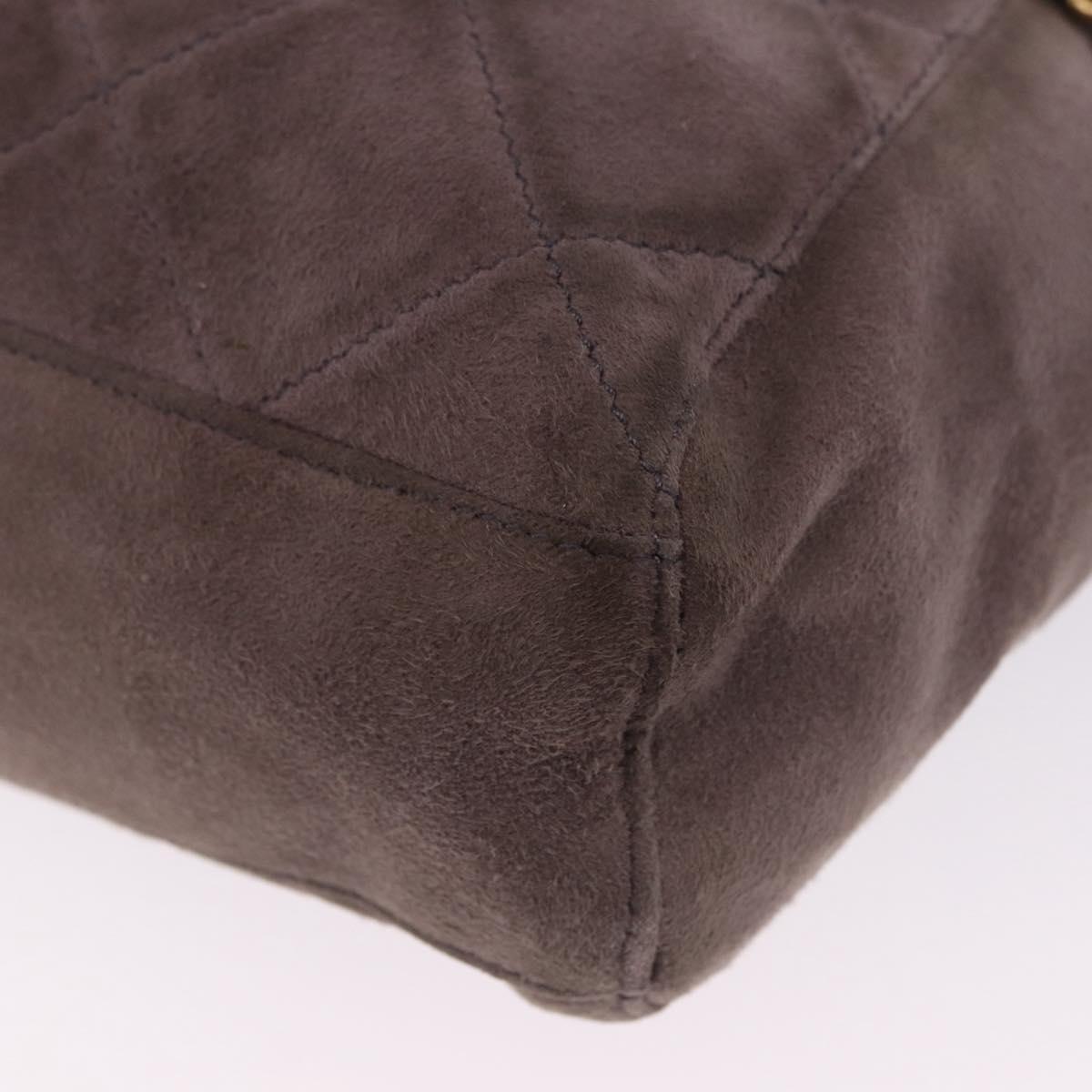 PRADA Chain Shoulder Bag Suede Gray Gold Auth 200488