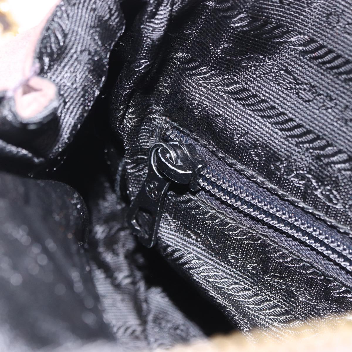 PRADA Chain Shoulder Bag Suede Gray Gold Auth 200488