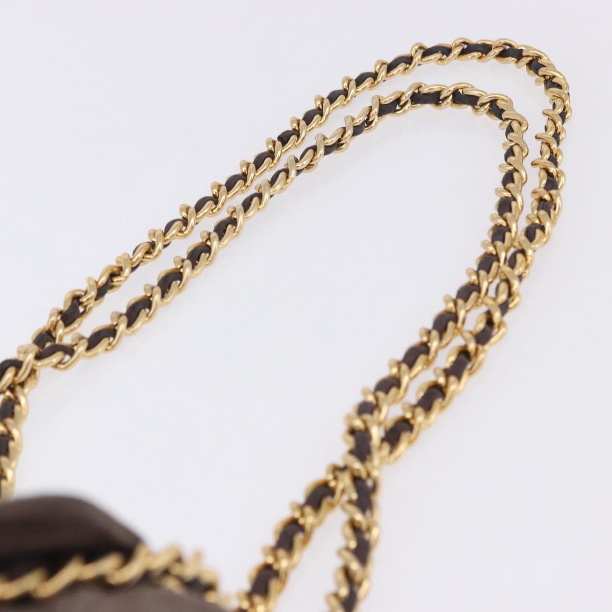 PRADA Chain Shoulder Bag Suede Gray Gold Auth 200488