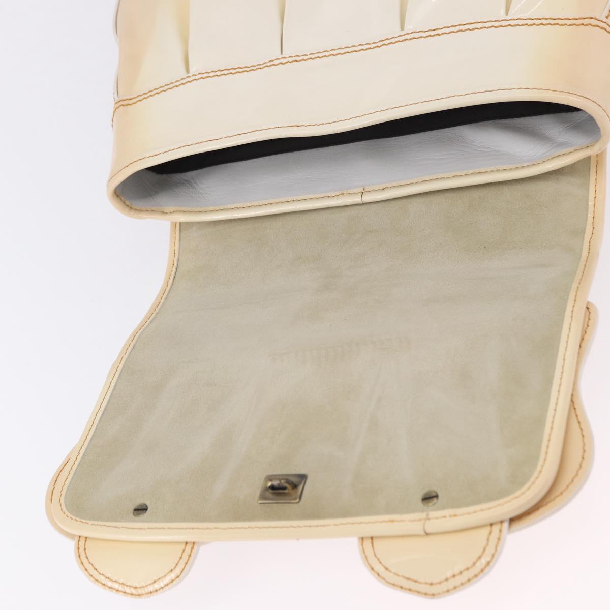 FENDI Hand Bag Patent leather Ivory Auth 200489