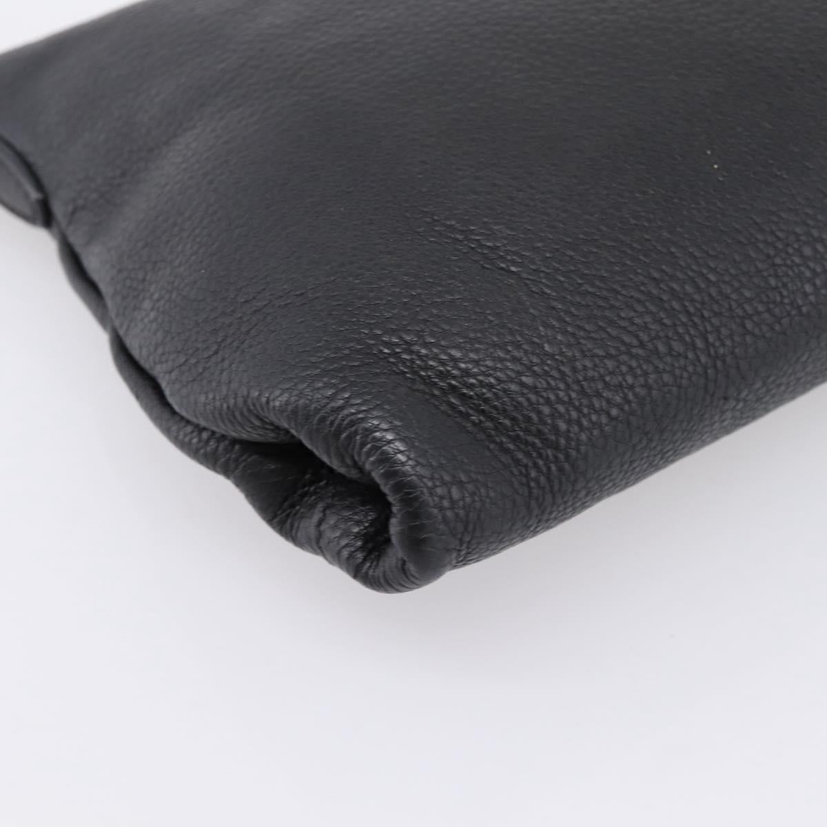 PRADA Clutch Bag Vittero Dino Leather Black Gold Auth 200490