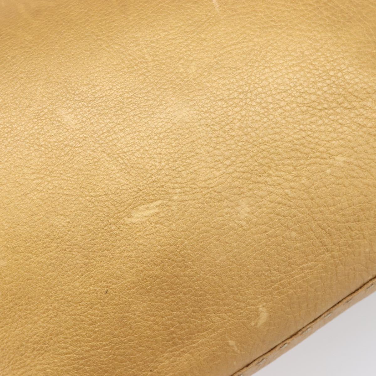 FENDI Selleria Mamma Baguette Shoulder Bag Leather Brown Gold Auth 200491A