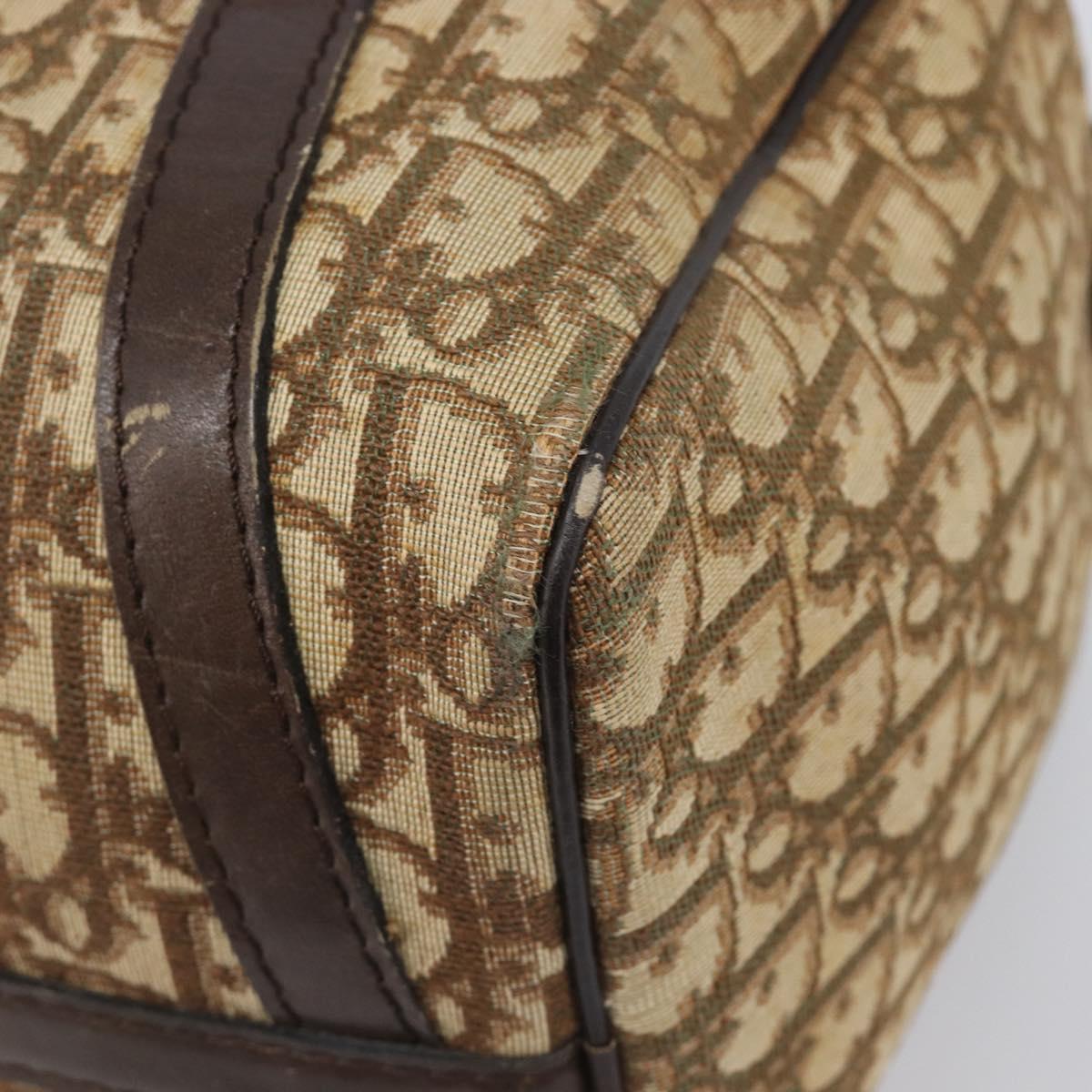 Christian Dior Trotter Canvas Boston Bag Beige Gold Auth 200492