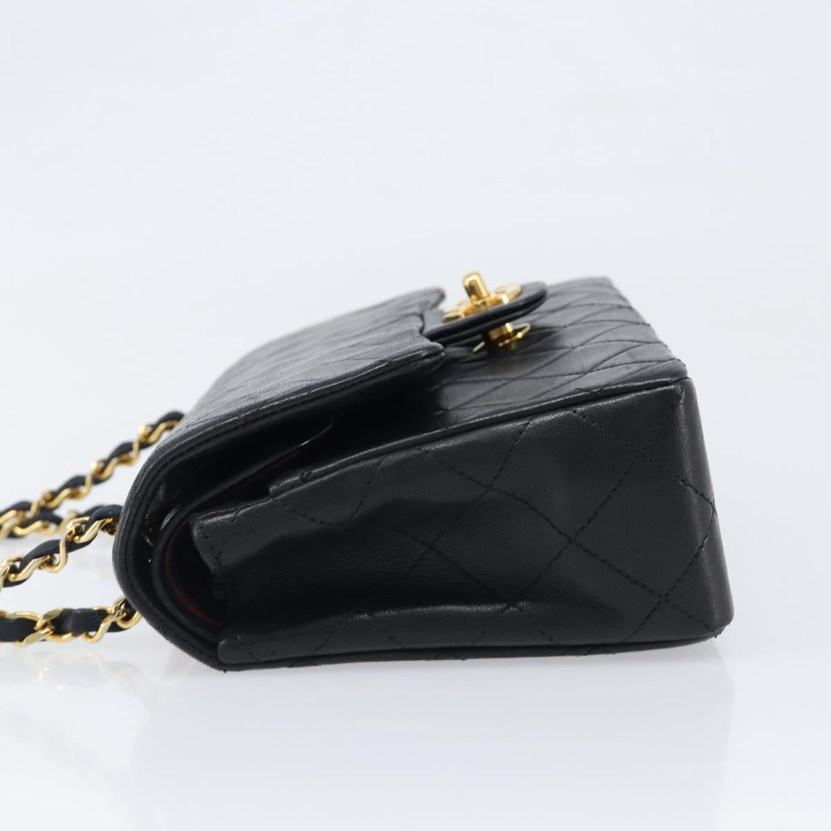 CHANEL Chain Matelasse 23 Shoulder Bag Lamb Skin Black Gold CC Auth 200493SAM