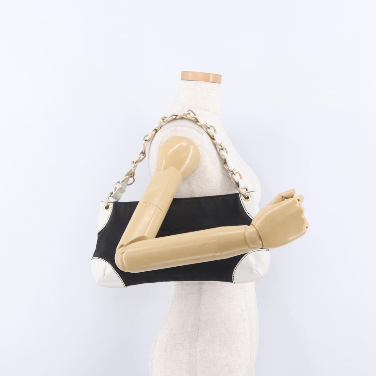 CHANEL Chain Shoulder Bag Canvas Black Gold CC Auth 200497V
