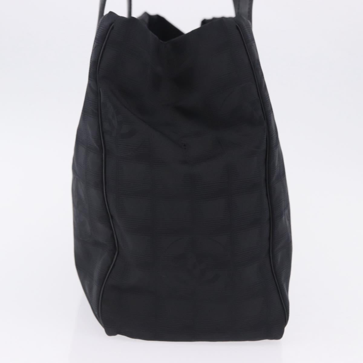 CHANEL New Travel Line Tote Bag Canvas Black CC Auth 200498V