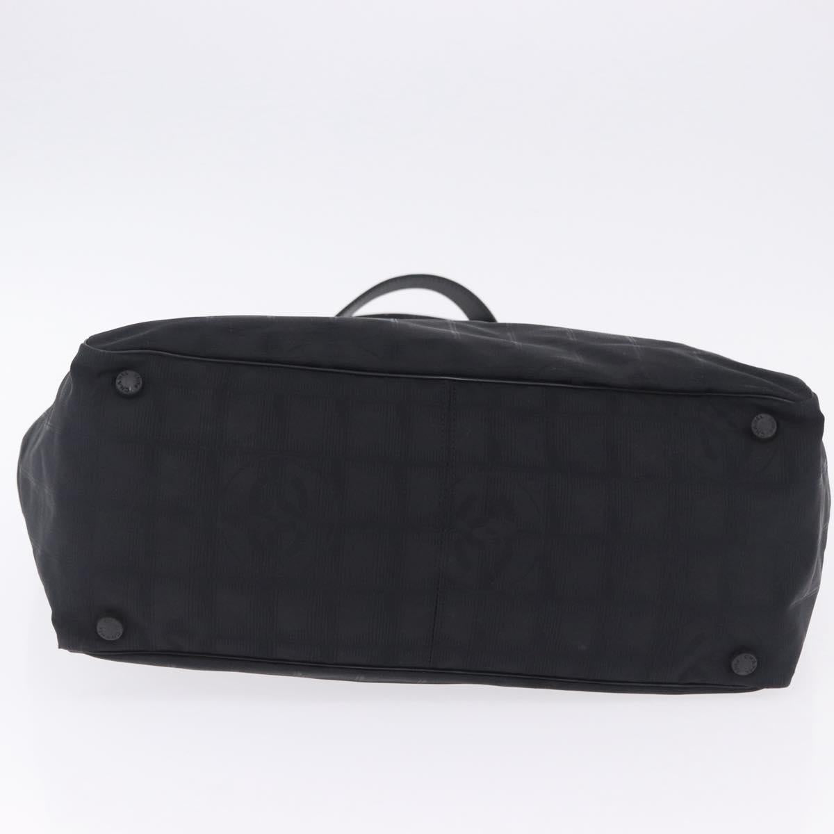 CHANEL New Travel Line Tote Bag Canvas Black CC Auth 200498V