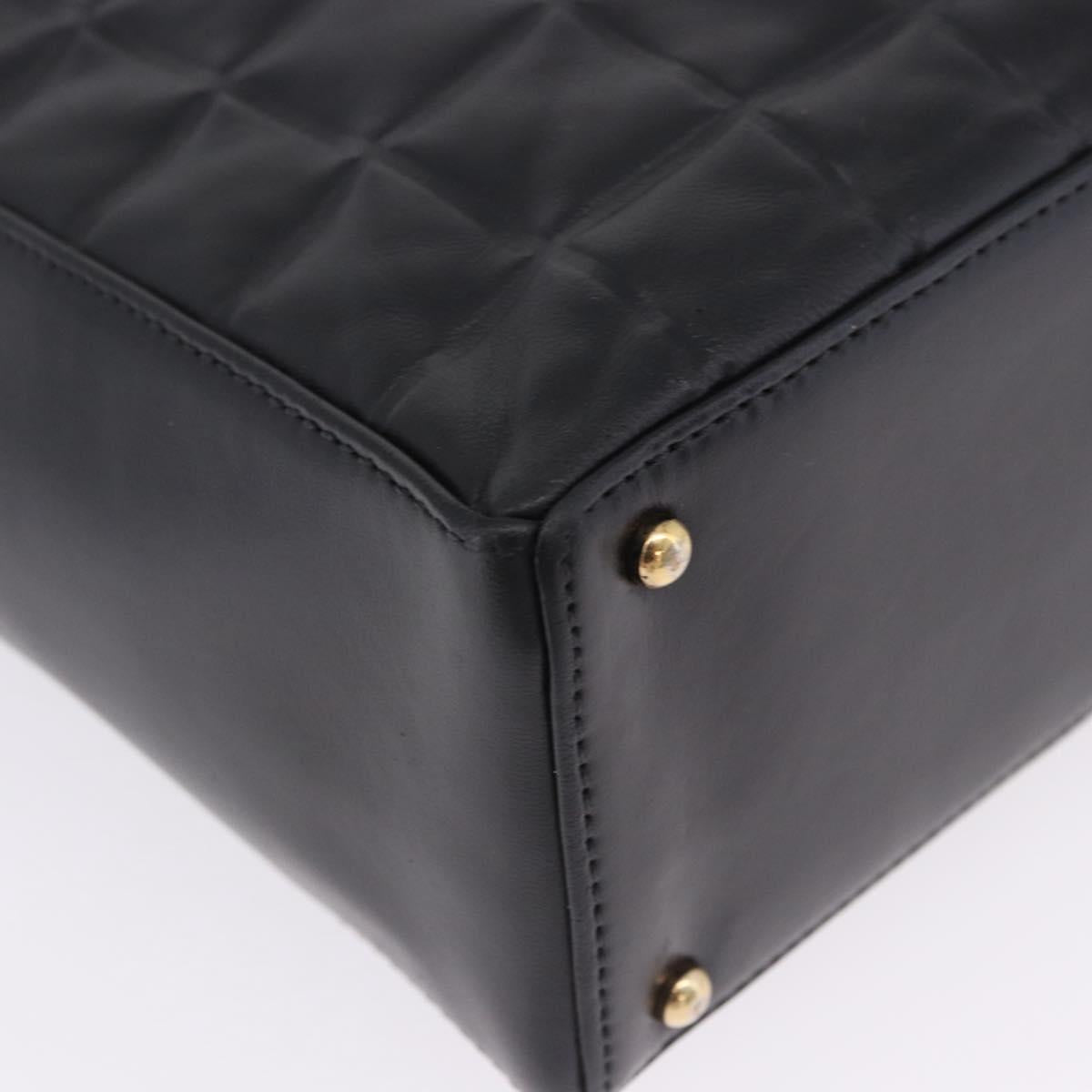 CHANEL Choco Bar Shoulder Bag Lamb Skin Black Gold CC Auth 200511V