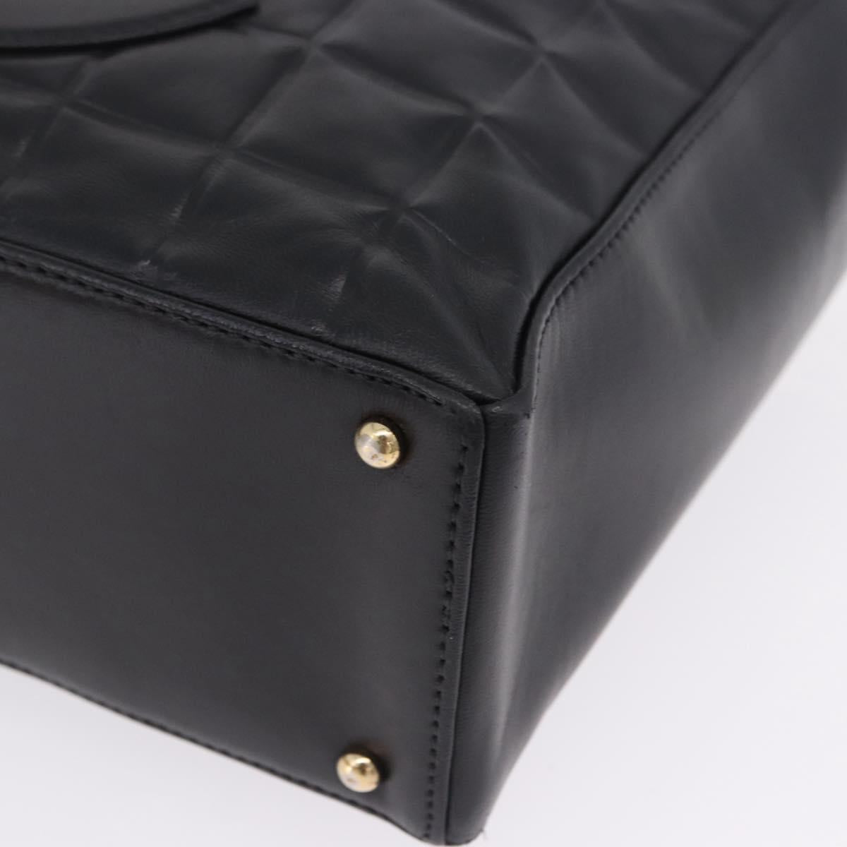 CHANEL Choco Bar Shoulder Bag Lamb Skin Black Gold CC Auth 200511V