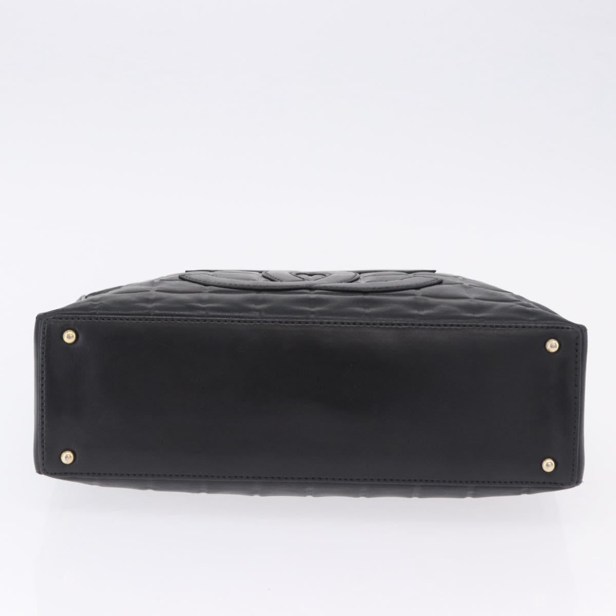CHANEL Choco Bar Shoulder Bag Lamb Skin Black Gold CC Auth 200511V