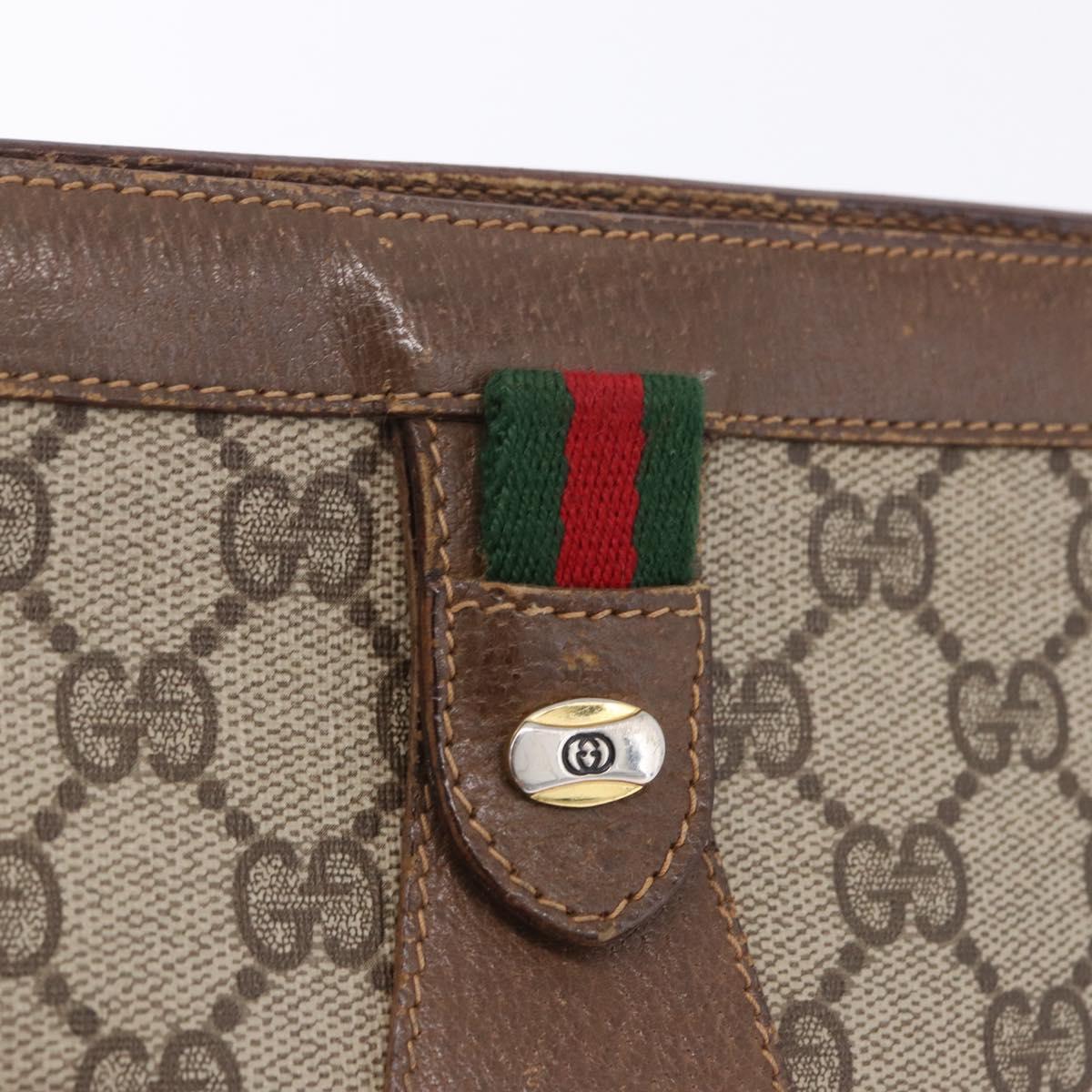 GUCCI GG Supreme Web Sherry Line Clutch Bag PVC Beige Gold 89 01 032 Auth 200512