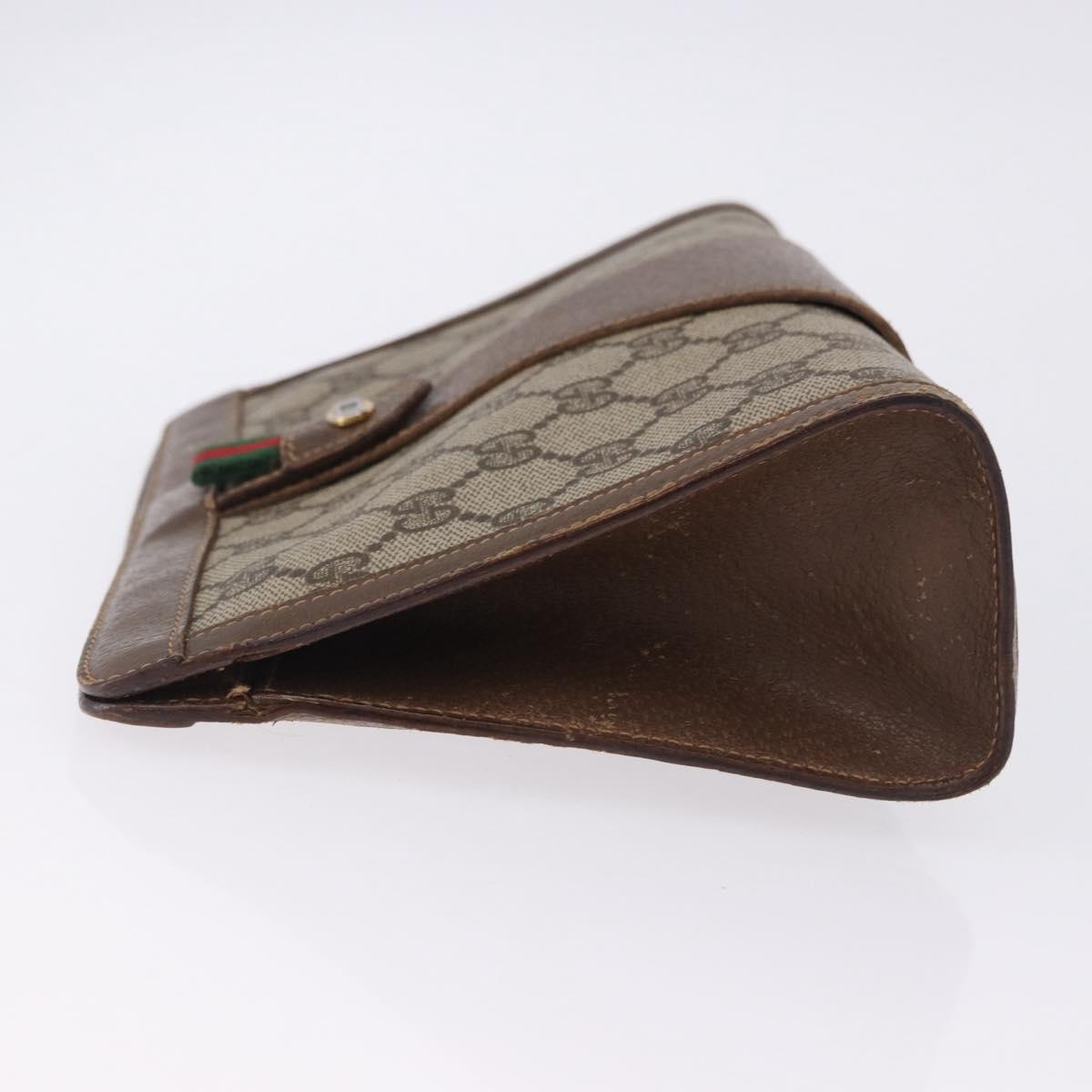 GUCCI GG Supreme Web Sherry Line Clutch Bag PVC Beige Gold 89 01 032 Auth 200512