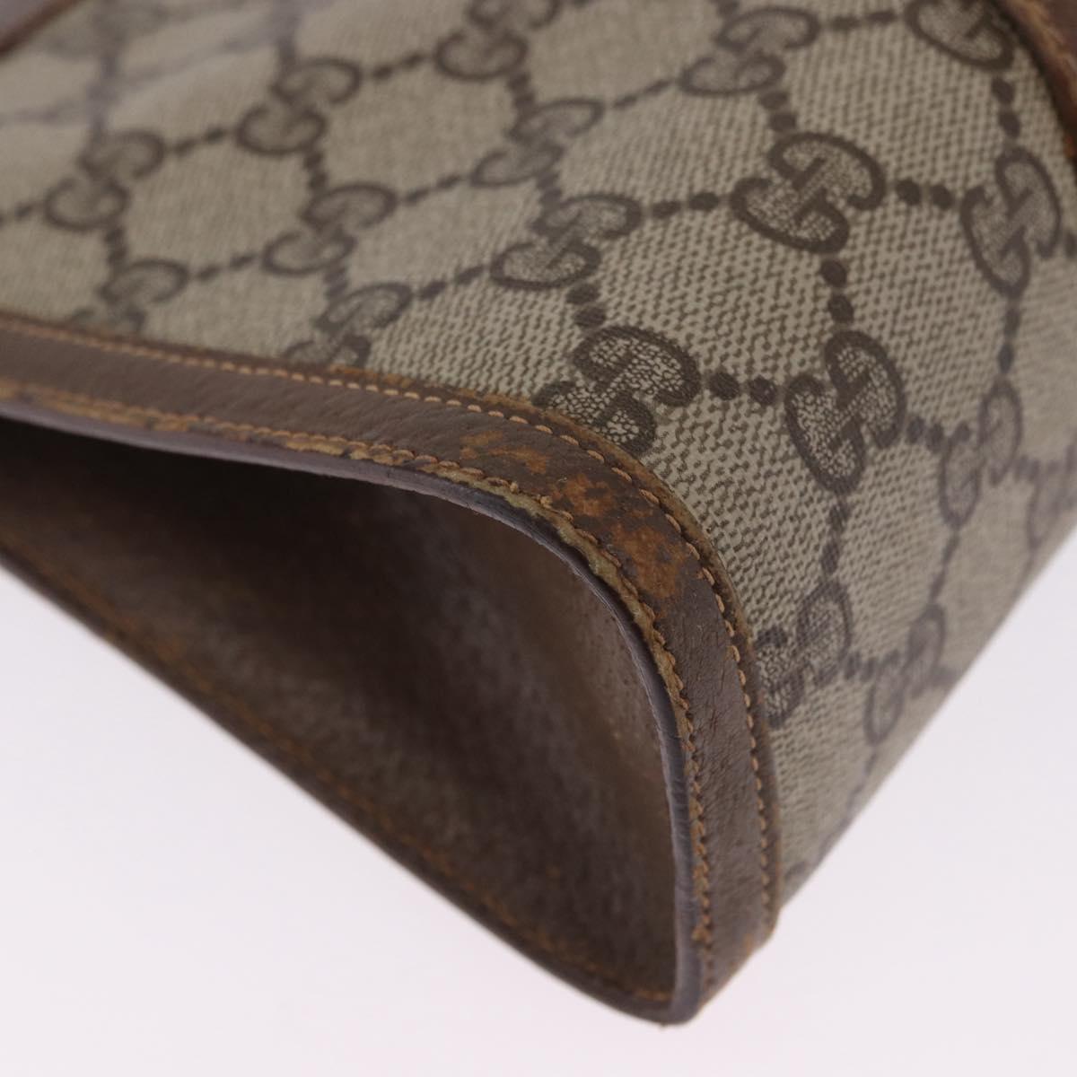 GUCCI GG Supreme Web Sherry Line Clutch Bag PVC Beige Gold 89 01 032 Auth 200512