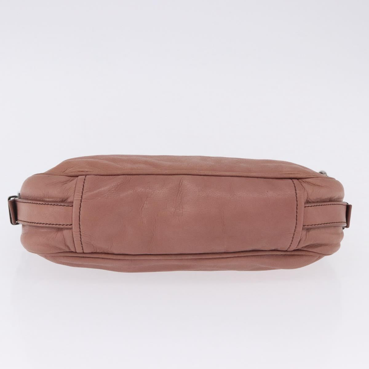 PRADA Shoulder Bag Leather Pink Silver Auth 200523