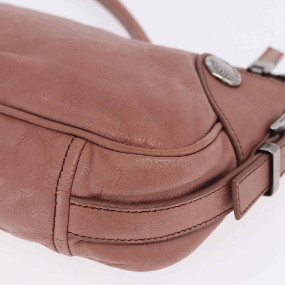PRADA Shoulder Bag Leather Pink Silver Auth 200523